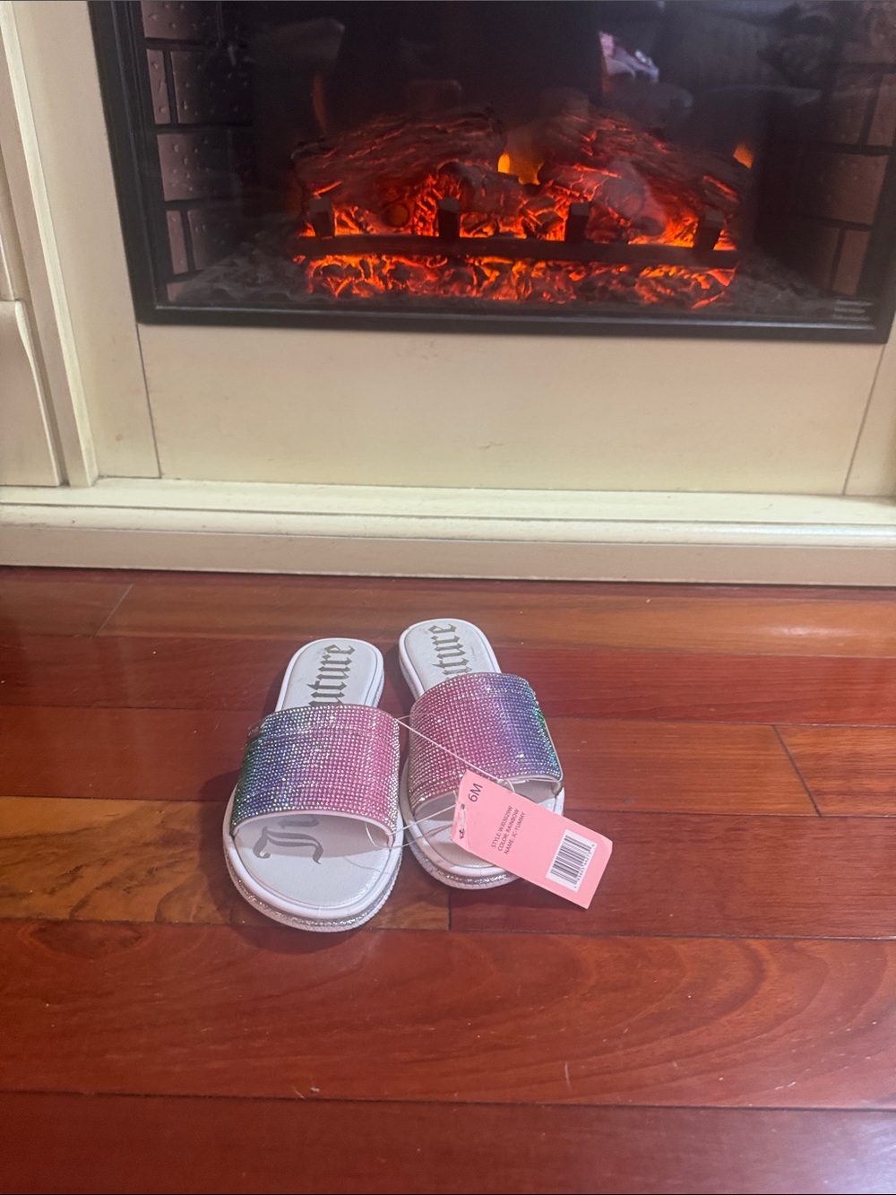Juicy Couture Rainbow Glitter Slide Sandals - Multicolor Sparkle